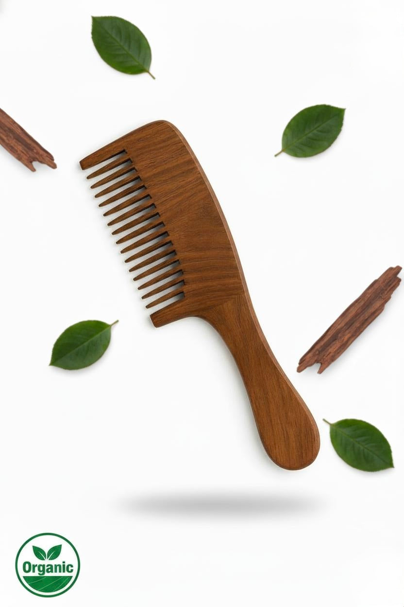 Wooden Comb Long Handle (Wide Teeth)