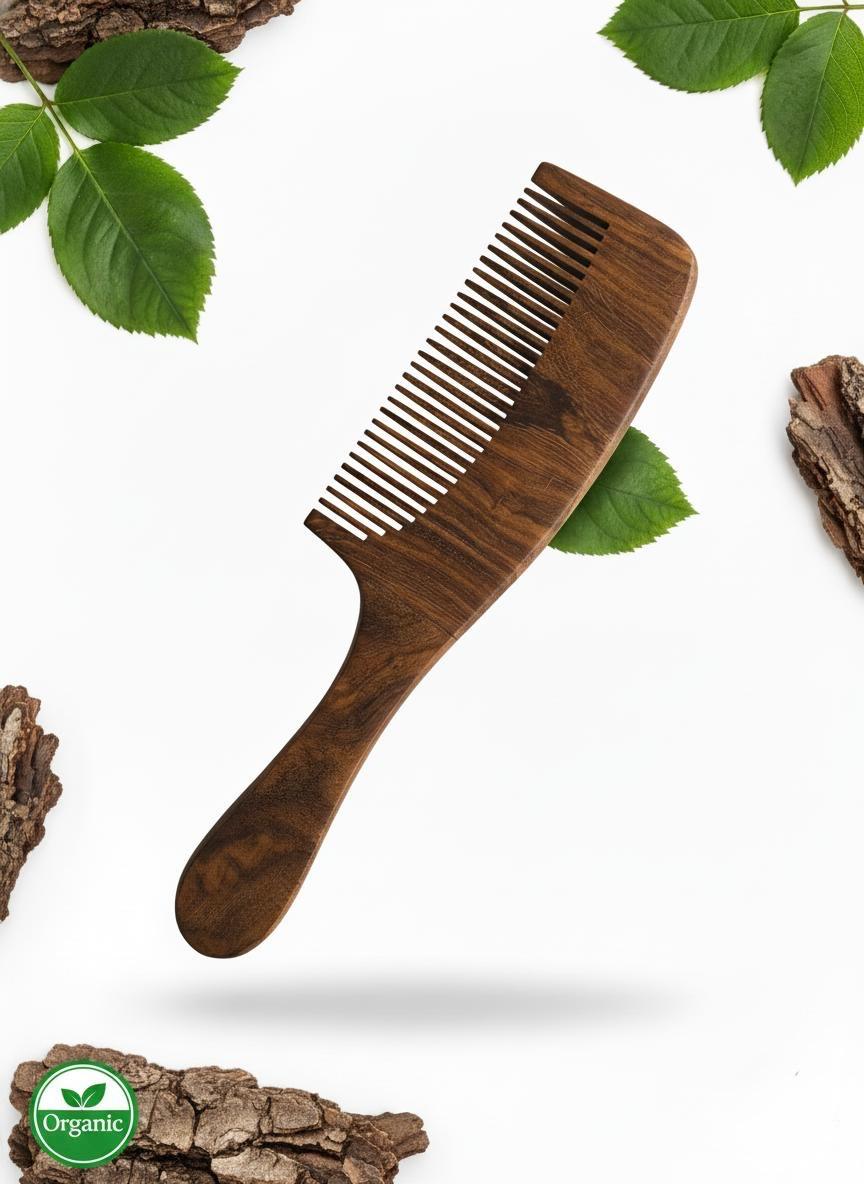 Wooden Comb Long Handle (Thin Teeth )